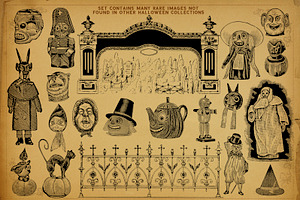 Rare Vintage HALLOWEEN Clipart Set