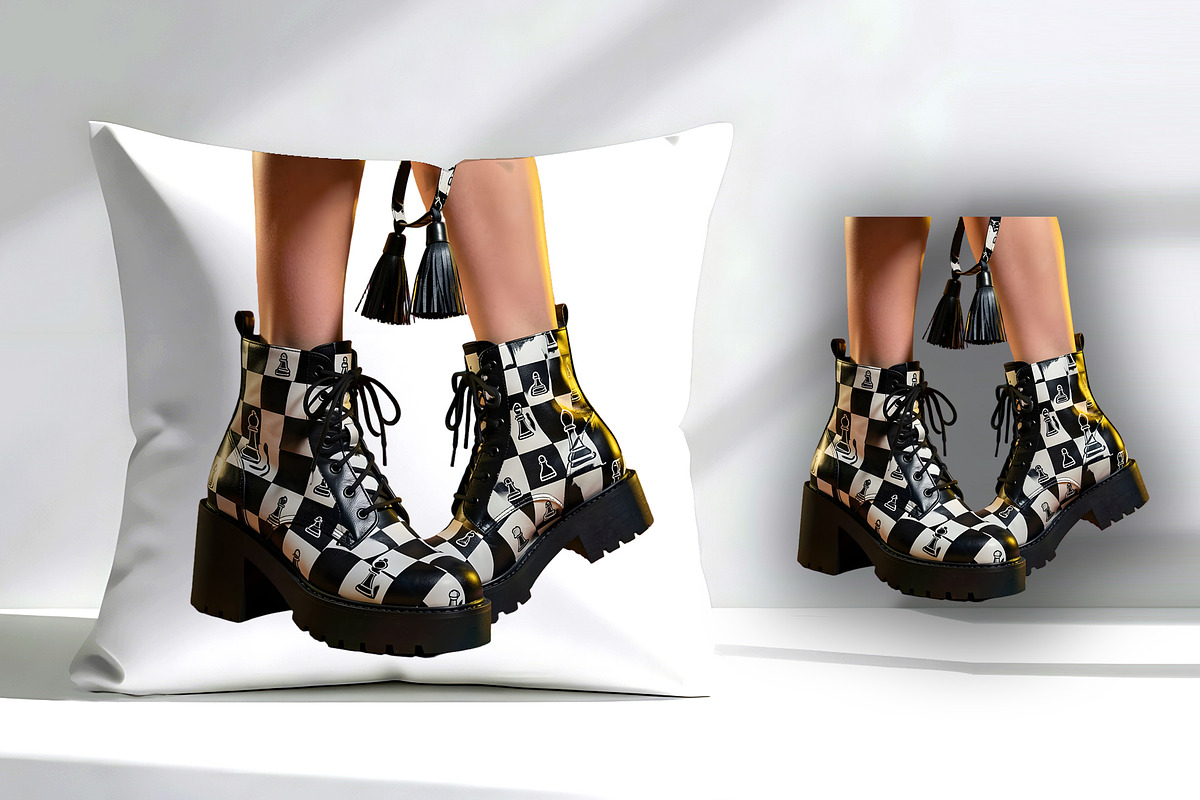 Black and White Checkered Boot Clip, an Object Graphic by Sharon Schwalbe (Photo 3 of 3)