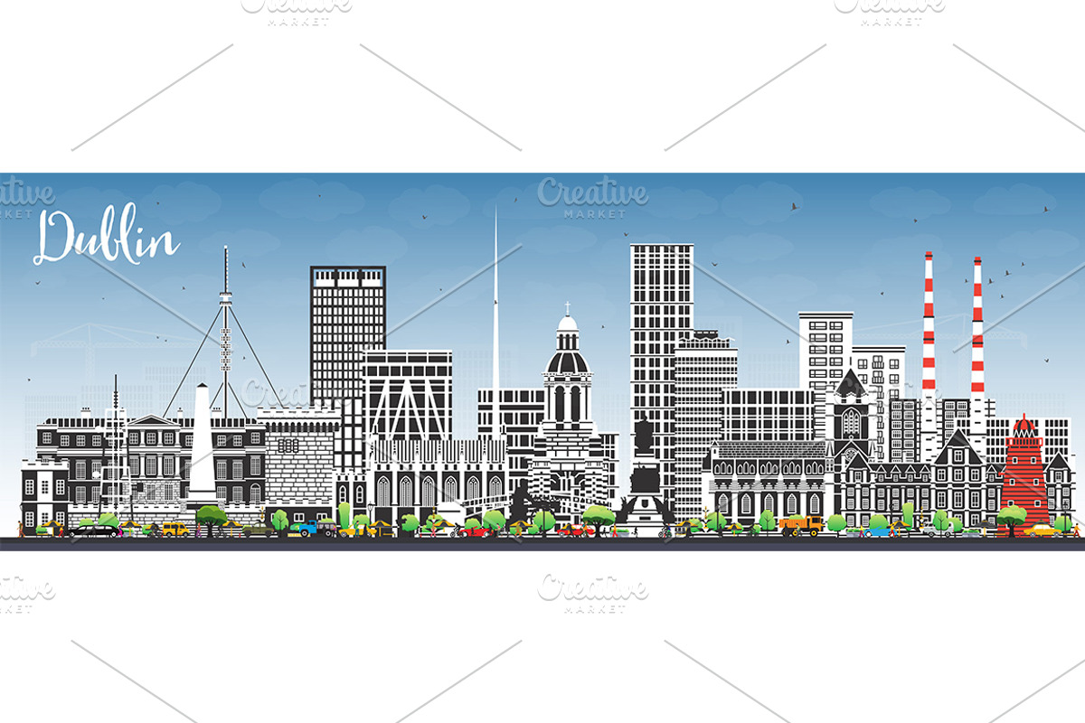 Dublin Ireland city skyline., an Illustration by Booblgum (Photo 2 of 3)