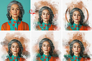 Costume Watercolor portrait Painting, an Action Add-On by MRI STUDIO (Thumbnail 2 of 15)