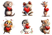 Valentine's Cute Animals Clipart, an Illustration by Dream Creation (Thumbnail 4 of 7)
