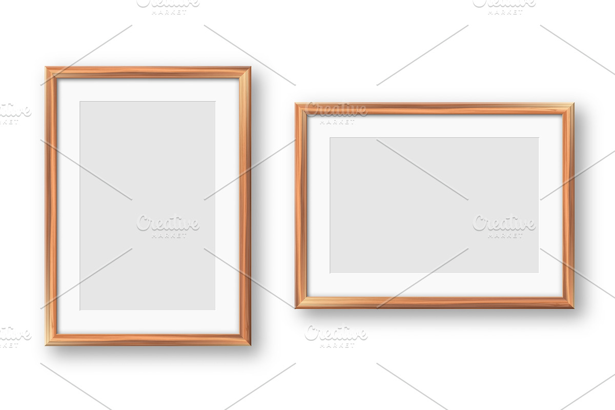 Realistic blank wooden picture, an Illustration by 32pixels