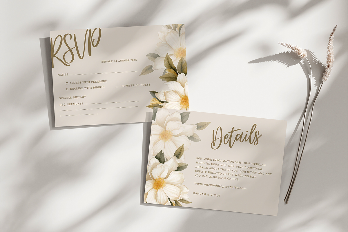 Floral Wedding Invitation Card Canva, an Invitation Template by kin9candra (Photo 5 of 8)