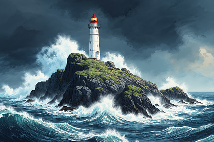 Lighthouse on Rough Seas, a Nature Photo by h.utomo