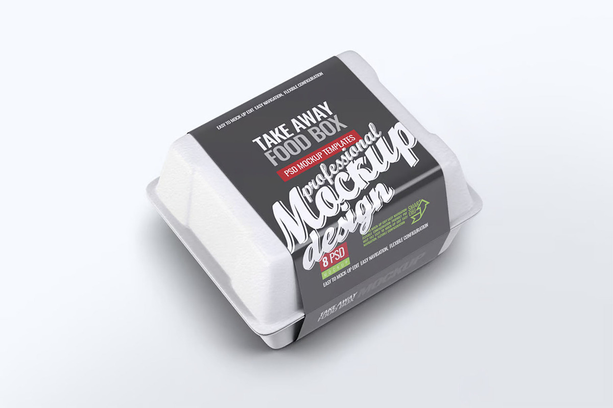 Take Away Food Box Mock-Up, a Packaging Mockup by DesignRushMarket (Photo 5 of 8)
