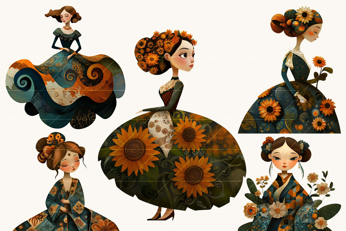 Whimsical Girl Dames Clipart Bundle, a Person Illustration by Design Scotch (Photo 5 of 8)