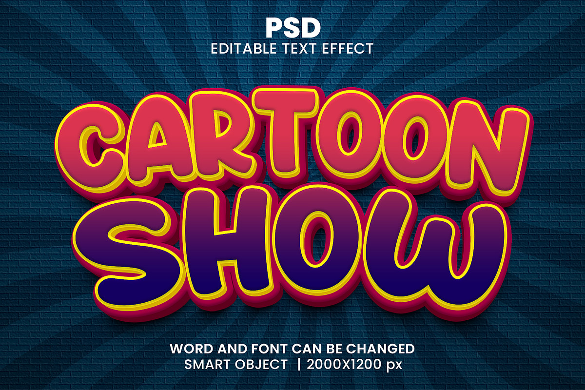 Cartoon Show 3d Psd Text Effect, a Brushes & More by bdrobin (Photo 1 of 2)