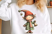 Whimsical Cute Christmas Elf Clipart, a Seasonal Illustration by designcity5 (Thumbnail 3 of 5)