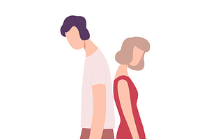 Young Man and Woman Standing Back, a Person Illustration by TopVectors