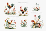 Rustic rooster and chicken watercolo, a Decorative Illustration by Patishop Art (Thumbnail 4 of 8)