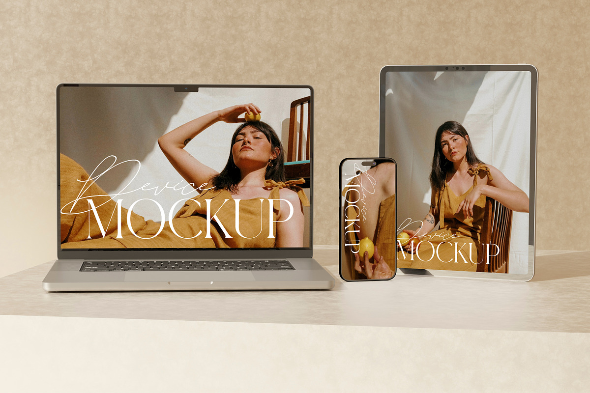 DEVICE MOCKUPS | Macbook iPad iPhone, a Device Mockup by yuliyuri.studio (Photo 1 of 7)