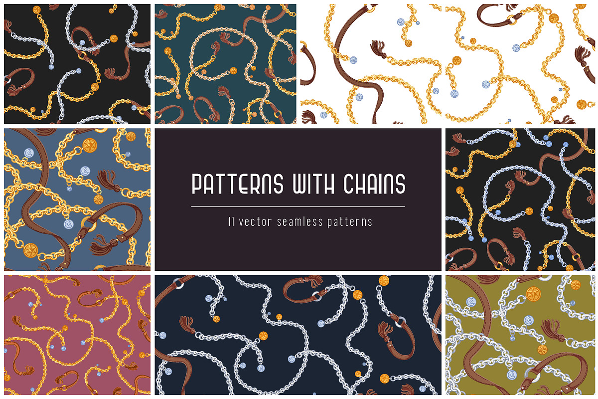 Gold, silver chains seamless pattern, a Pattern Graphic by Good Studio (Photo 1 of 20)
