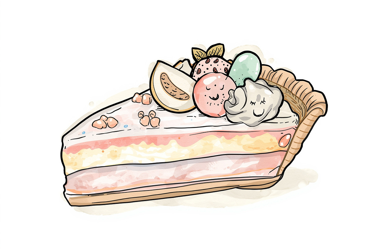 Watercolor Cakes & Pies Set, an Illustration by hafijul (Photo 5 of 11)