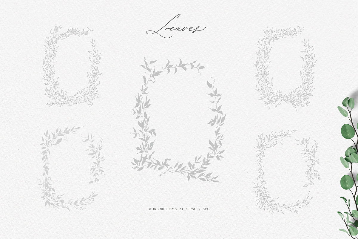 Olive leaves. Laurel frame & wreath, a Decorative Illustration by Summer Nightingale Art (Photo 14 of 15)