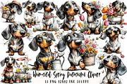 Whimsical Spring Dachshund Clipart, an Illustration by OK Design (Thumbnail 1 of 6)