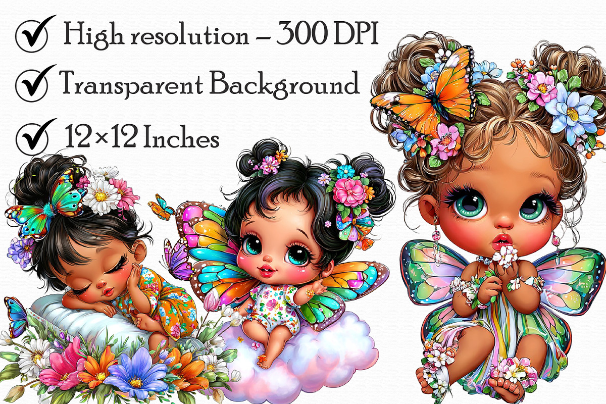 Butterfly baby girl Clipart, an Illustration by Libby Wishes (Photo 4 of 7)