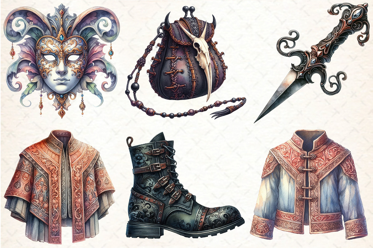Watercolor Ataman Gothic Clipart, an Illustration by DreamCafeArt (Photo 3 of 5)