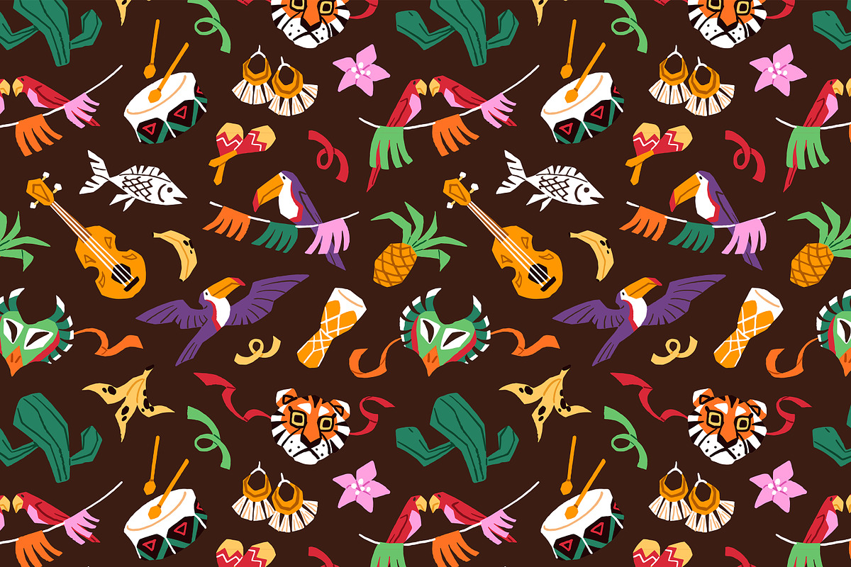 Carnival of Brazil set + backgrounds, a Decorative Illustration by PaperTrident (Photo 6 of 6)