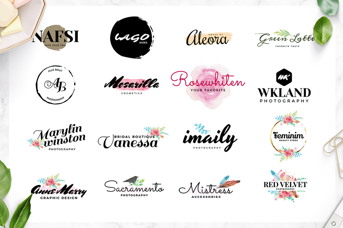 50 Premade Feminine Logos, a Branding & Logo Template by Birka Studio (Photo 3 of 8)