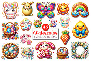 Watercolor Easter Biscuits Clipart, an Illustration by CitraGraphics (Thumbnail 1 of 4)