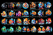 Watercolor Cute Little Fish Clipart, an Object Graphic by Negarin Digital Art (Thumbnail 4 of 11)