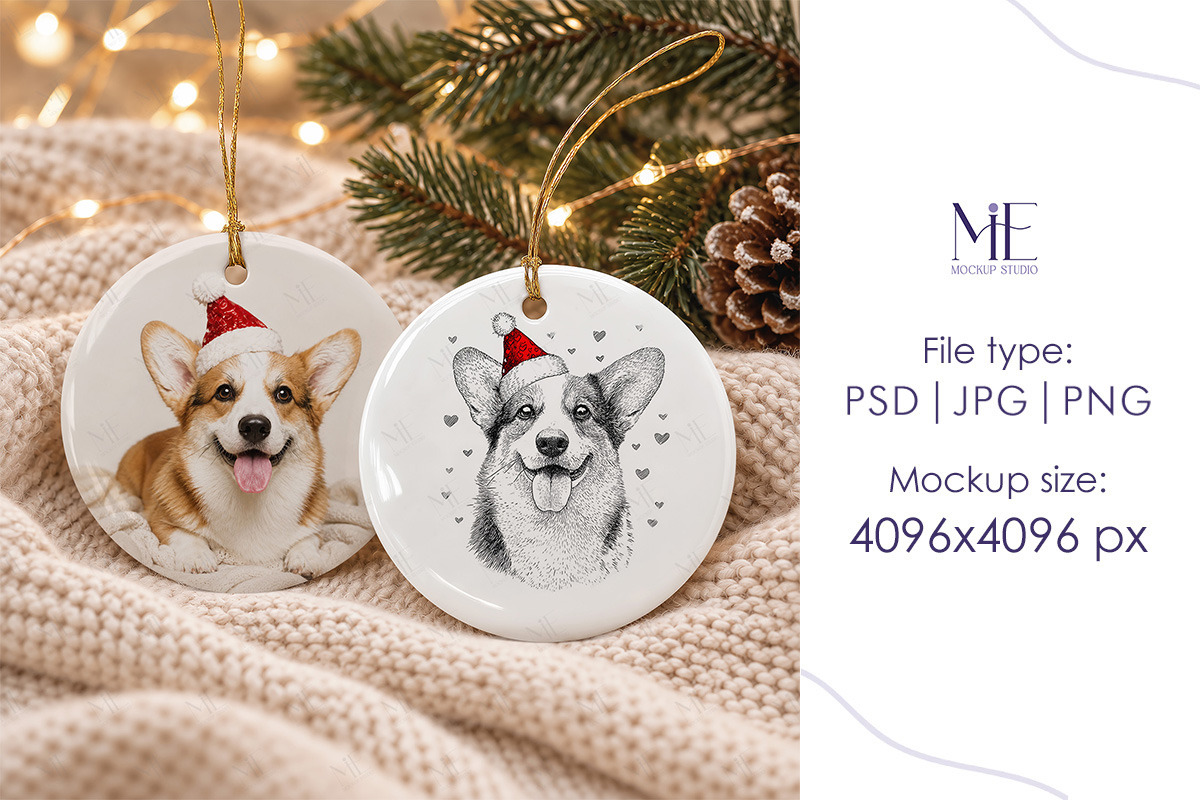 Xmas Family Ceramic Ornament Mockup, a Merchandise Mockup by Mie Mockup Studio (Photo 7 of 7)