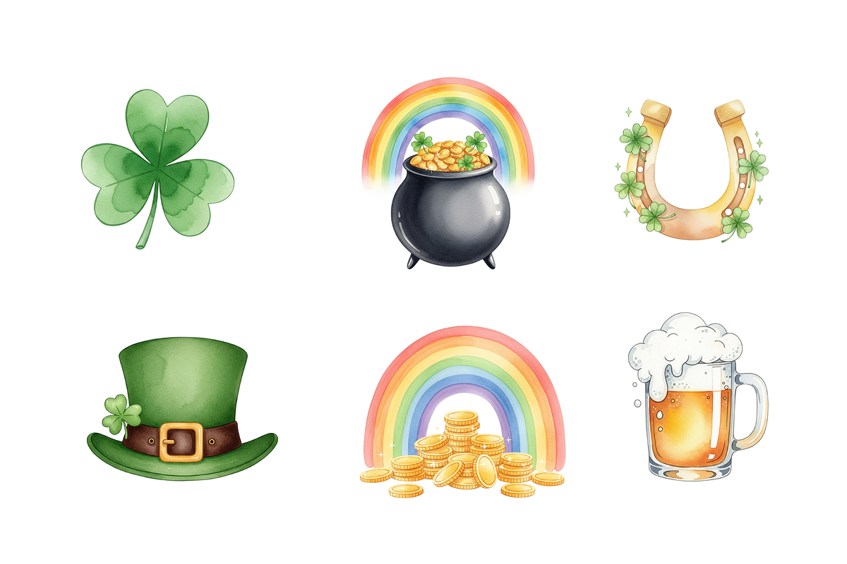 Watercolor St. Patrick’s Day Clipart, a Seasonal Illustration by BerryPieArt (Photo 2 of 4)