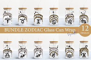 GLITTER ZODIAC 16oz Libbey Glass Can