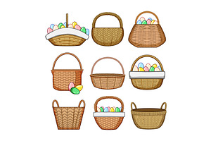 Collection of wicker baskets with, an Object Illustration by pikepicture