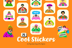Cool Stickers Set, an Emoji Icon by Prosymbols