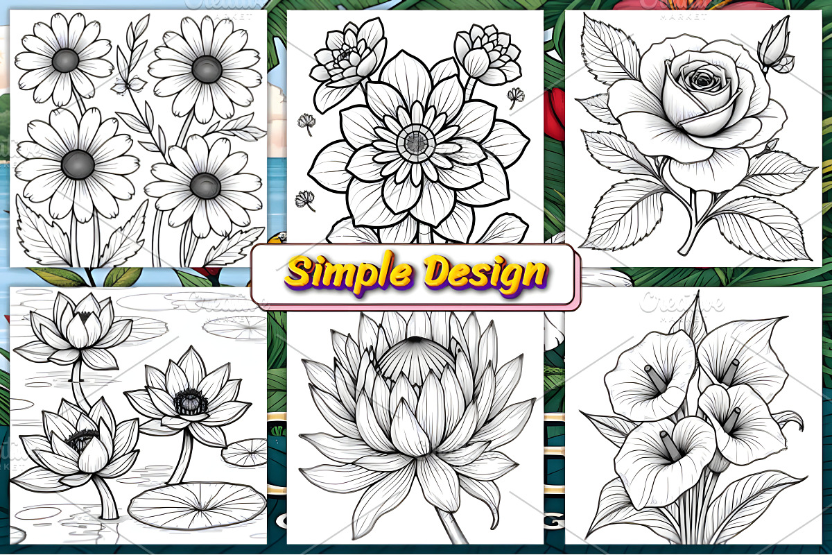 Flowers Adult Coloring Book, a Decorative Illustration by Design Station (Photo 2 of 4)