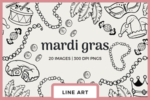 Mardi Gras Line Drawing