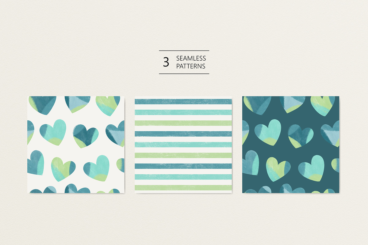 Blue hearts, a Pattern Graphic by Olena Kuznietsova (Photo 2 of 9)