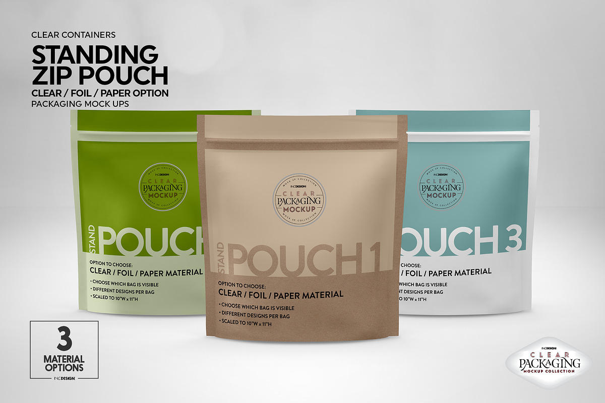 Clear Foil Paper Stand Pouch Mockup, an Advertising Mockup by INCDesign (Photo 7 of 9)