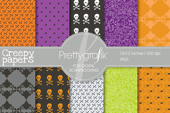 Halloween digital papers scrapbook preview 2