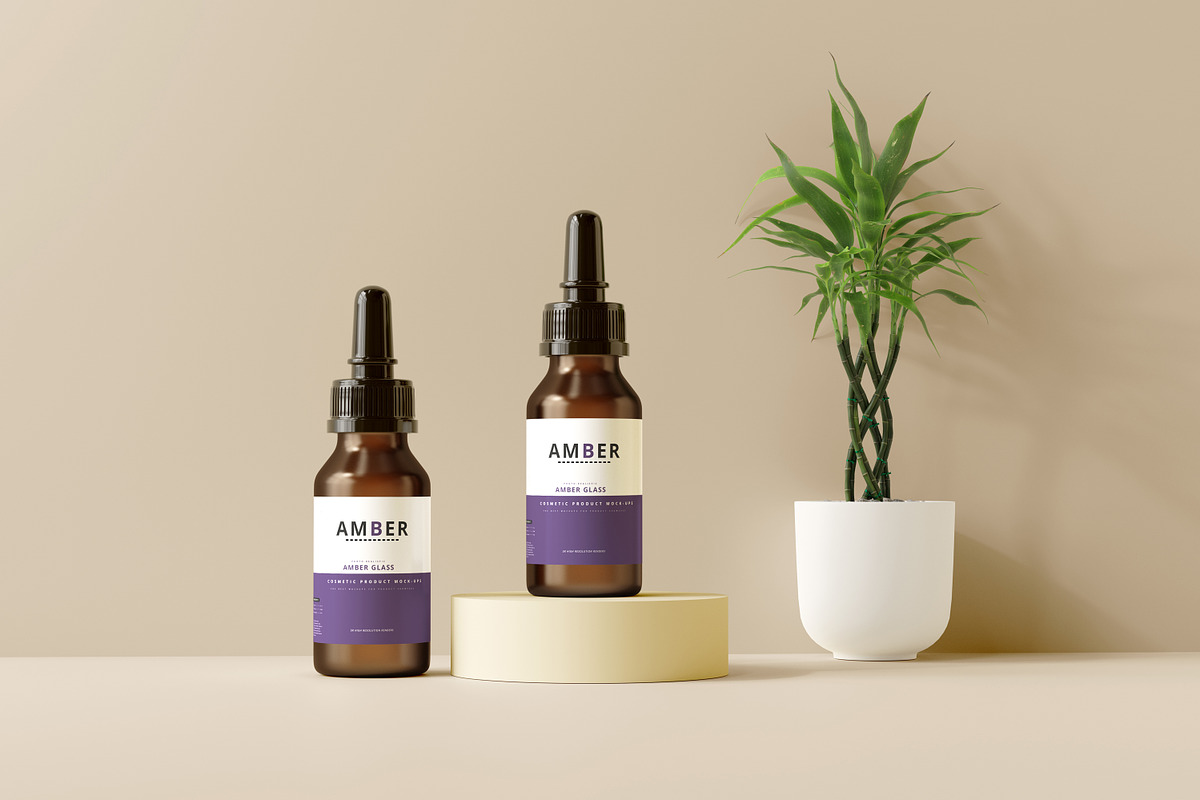 7 in 1 Amber Glass Cosmetic Bundle, a Cups & Container Mockup by pmvch (Photo 47 of 106)