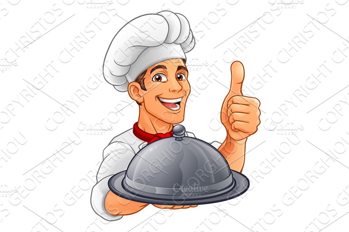 Chef Baker Cartoon Cook Mascot Man, a Person Illustration by Christos Georghiou