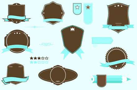 retro banner ribbons frames pack 1