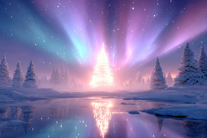 Magical winter landscape with glowing Christmas tree, a Nature Photo by AlyaAnd