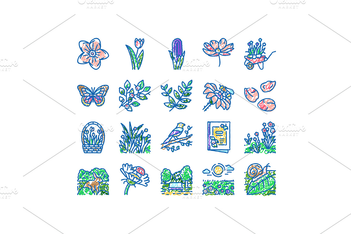 spring season flower nature icons, an Object Illustration by pikepicture