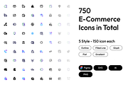 5 Style set of 750 Shopping Icons, an Outline Icon by Directico Design Kit (Thumbnail 1 of 8)