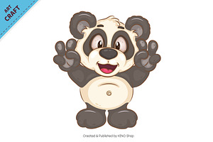 Cartoon Panda Peace, Love. Clipart.