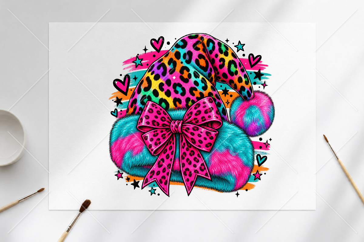 Santa Hat Bow PNG, Pink Christmas, a Seasonal Illustration by Canvas Craft (Photo 6 of 6)
