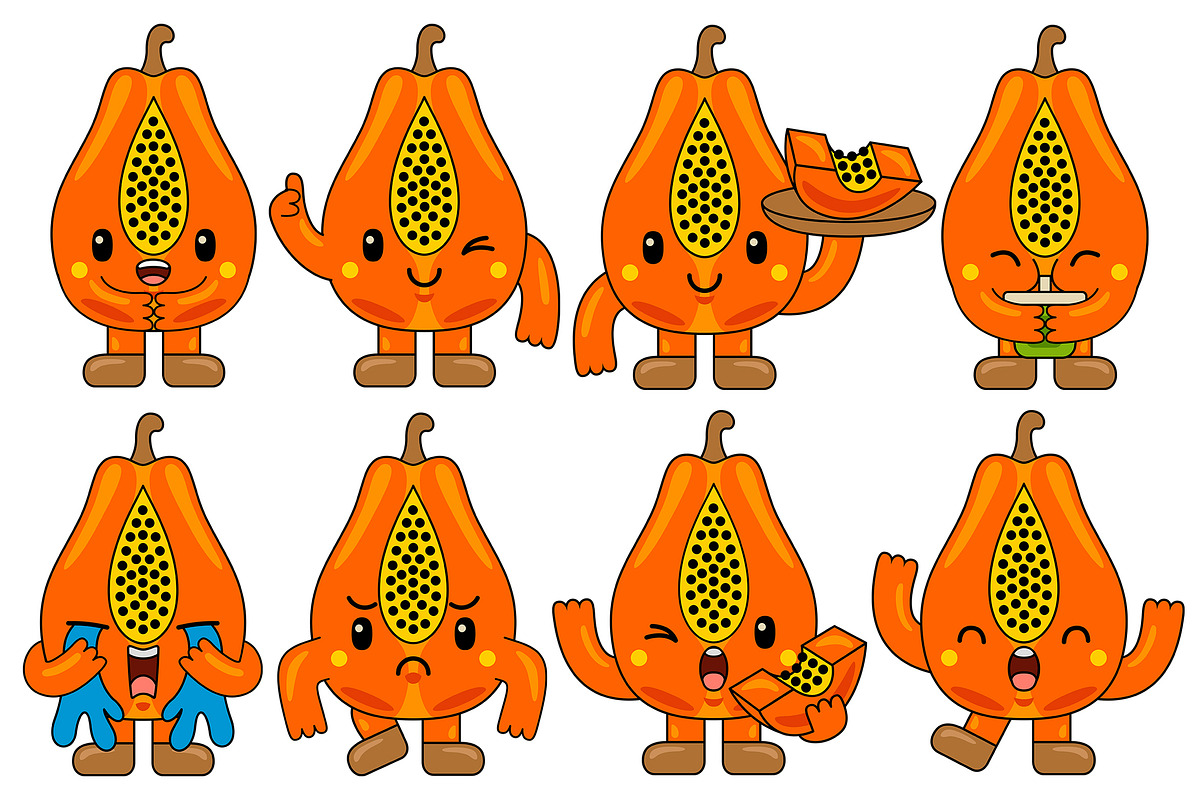 Papaya Mascot Vector Pack, a Food Illustration by MEDZ (Photo 5 of 5)