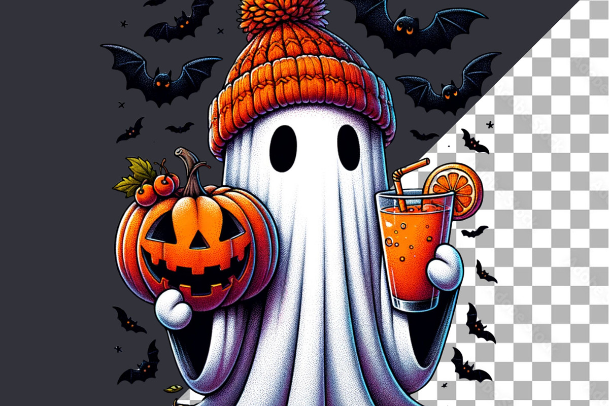 Halloween Cute Ghost Coffee Bougie, a Decorative Illustration by Dizzy Art Studio (Photo 3 of 4)