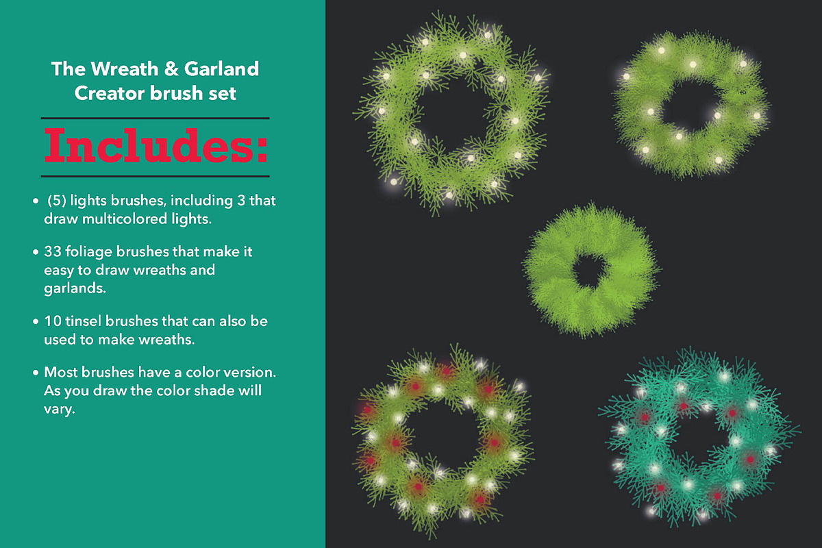 Wreath & Garland Creator Procreate, a Brush Add-On by Studio Kitsch (Photo 3 of 7)