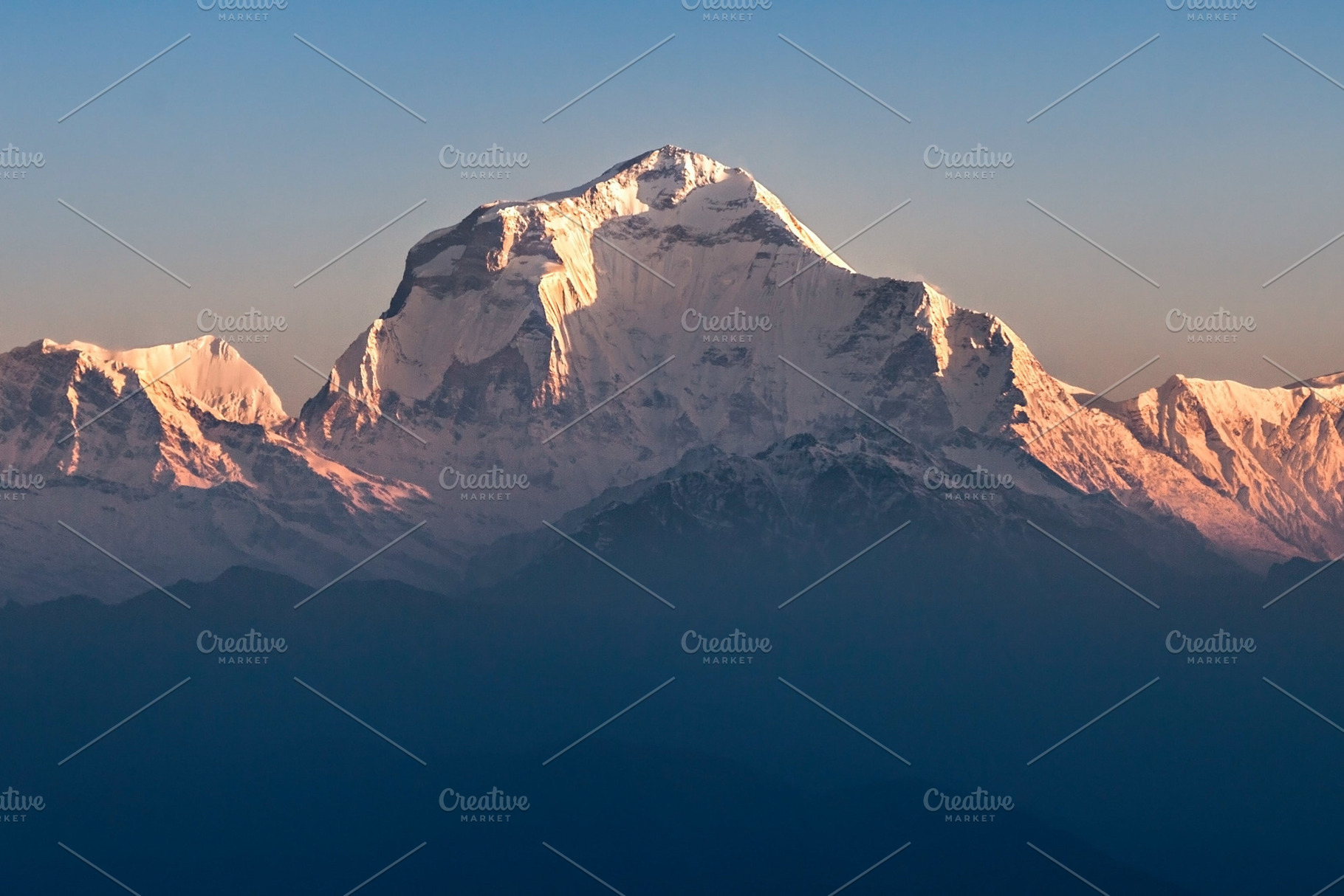 Dhaulagiri mountain on sunrise, a Photo by saiko3p