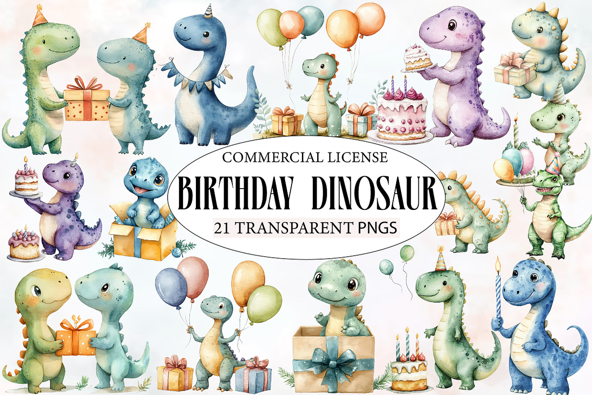 Birthday  Dinosaur Clipart, an Illustration by Designworld (Photo 1 of 5)
