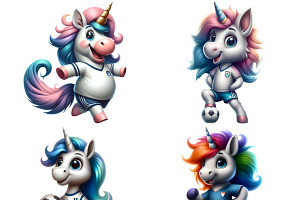 Soccer Football Unicorns PNG Set