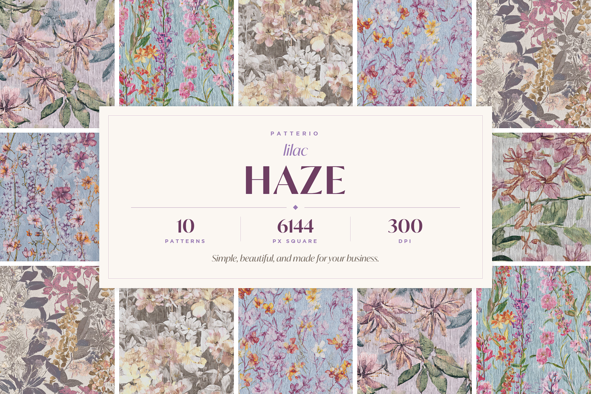 Lilac Haze Vintage Wildflowers, a Pattern Graphic by Ninterints (Photo 1 of 10)